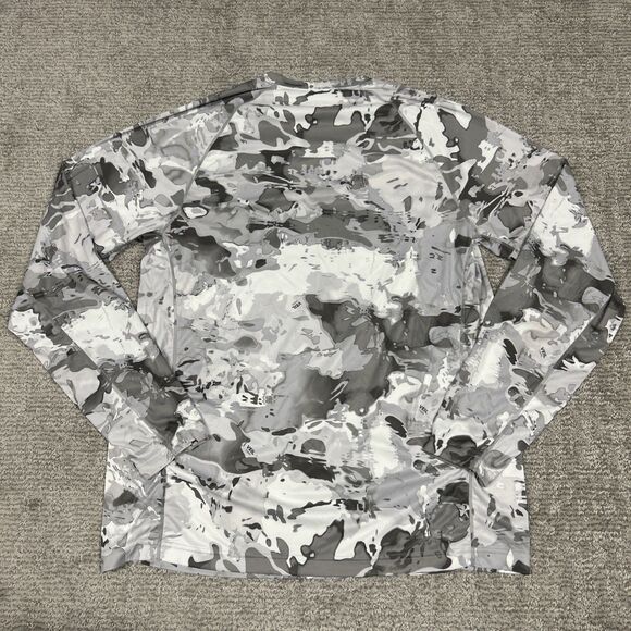 Simms SolarFlex Veil Camo Mens Large Long Sleeve Shirt Gray White Fishing UPF50 - Picture 6 of 8